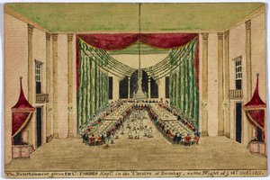 A C. Forbes esquire szórakoztatása a bombayi színházban 1811. október 16-án este. alkotó: Robert Temple