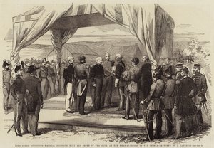 Lord Gough Pelissier marsallt a Fürdő Rendjébe ruházza a Krím-félszigeten lévő főhadiszálláson alkotó: Robert Thomas Landells