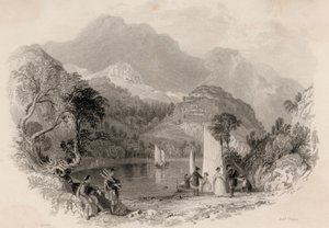 Trossach-hágó, Loch Katrine, Skócia (metszet)