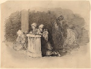 Imádkozó alakok egy templomban, Firenze alkotó: Robert Walter Weir