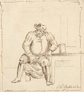 Ülő férfi vázlata bögrével, esetleg Falstaff