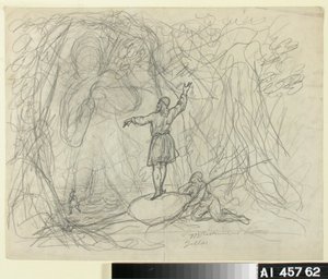 Tengeri ember, vázlat egy Kalevala-témájú rajzfilmsorozathoz alkotó: Robert Wilhelm Ekman