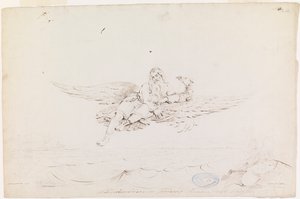 Väinämöinen Carried by an Eagle ; Eredeti rajz a "Kalewala, finn nemzeti költemény, R.W.Ekman rajzaiban" számára.