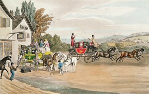 Egy londoni posta és színpadi edző (színes akvatinta)