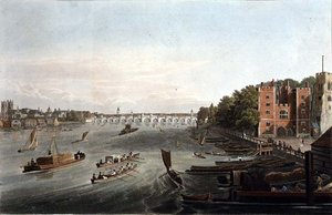 Kilátás a Westminster Bridge-re és a Lambeth-palotára, pub. 1820, Colnaghi & Co. (metszet)