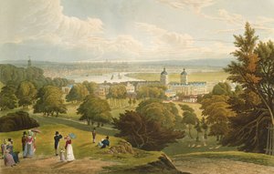 London kilátása a Greenwich Parkból, kocsmából. 1820, Colnaghi und Co. (akvatinta)