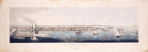 Panorámás kilátás New Yorkra, az északi [Hudson] folyó felől, 1844 (kézzel színezett rézkarc és akvatinta, ötödik állam)