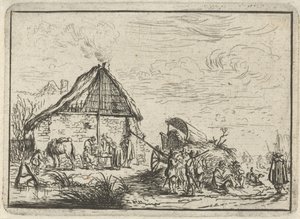 Katonák a szénakazalban Tájak táborozással (sorozat címe) alkotó: Robert van den Hoecke