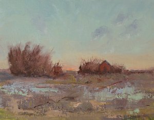 Granaries By The Slough, 2023 (olaj, vászon) alkotó: Roberta Murray