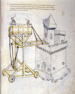 A háború művészete: katonai gépek tanulmányozása. ostromtornyokat ostromló rohamtorony, Roberto Valturio mérnök (1405-1483?) 