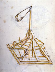 A háború művészete: katonai gépek tanulmányozása. egy forgó csúzligép, Roberto Valturio mérnök (1405-1483?) 