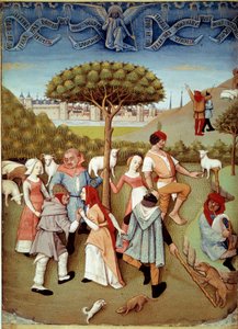 Champetre tánc Bejelentés a pásztoroknak. Miniatűr a Testard Tap (1475-1523 között aktív) Charles d