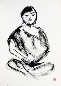 Zen-meditáló tusrajz alkotó: RodMacIver