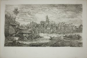 Város kőhíddal alkotó: Rodolphe Bresdin