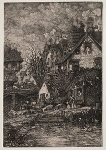 Bejárat egy faluba, 1861. alkotó: Rodolphe Bresdin