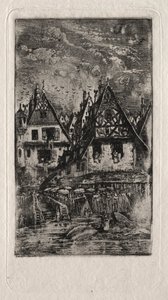 Piactér napernyőkkel, 1866. alkotó: Rodolphe Bresdin