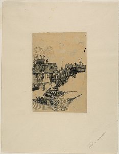 Régi házak és halászhajók alkotó: Rodolphe Bresdin