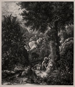 Pihenjen az egyiptomi repülésen egy nyerges szamárral, 1871. alkotó: Rodolphe Bresdin