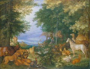Orpheus elbűvöli az állatokat a zenéjével alkotó: Roelandt Jacobsz. Savery