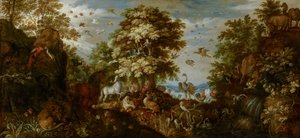 Orpheus elbűvöli az állatokat zenéjével, 1627 alkotó: Roelandt Jacobsz. Savery
