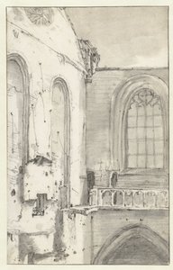 Kilátás a Nieuwe Kerk kereszthajójára, Amszterdamban, az 1645-ös tűzvész után alkotó: Roelant Roghman (attributed to)