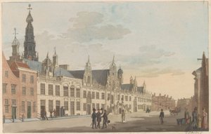 Breestraat Leidenben, 1825 körül Kilátás a Breestraat-ra és a Leyden-i Városházára / Vue Sur la rue dite Breestraat et l