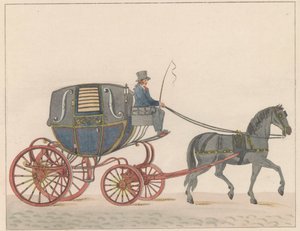Lovas kocsi Amszterdamban, 1825 körül Amsterdamsche Huurkoetsje vagy Moped / Un Fiacre de Louage en usage à Amsterdam A ij connu sous la nom de Brommertje (cím a tárgyon)