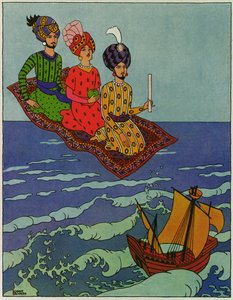 Gyorsan szállították őket, illusztráció az "Ahmed herceg és a tündér Pari Banou", az "Ezeregyéjszaka"-ból.