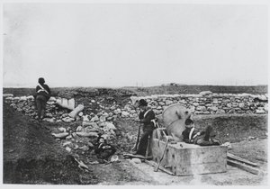 „Egy csendes nap a Mortar Battery-ben, Krímben alkotó: Roger Fenton