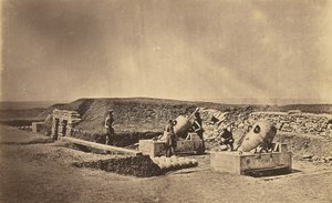 Mozsárütegek a Picquet House előtt, könnyű hadosztály alkotó: Roger Fenton