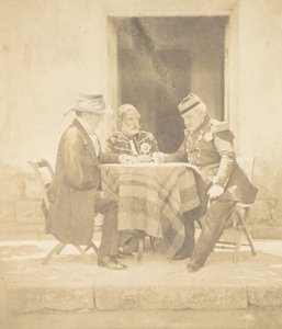A haditanács a Mamelon elvételének reggelén. Lord Raglan, Omar Pasha, M..., 1855. alkotó: Roger Fenton
