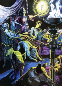 Circe a tengerészeket disznókká változtatja. alkotó: Roger Payne