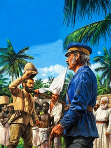 Henry Stanley üdvözli David Livingstone-t alkotó: Roger Payne