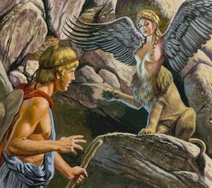 Oidipusz találkozása a Szfinxszel (gouache, papír) alkotó: Roger Payne