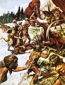 Mamutokra támadó őskori emberek alkotó: Roger Payne