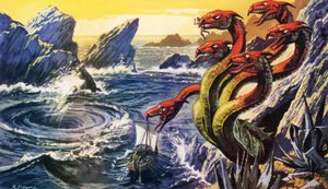 Scylla megtámadja Olysseus hajóját