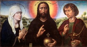 Megváltó Krisztus a Szűz és Szent János evangélista között (a Triptichon Braque), 1450 körül (Olaj, fa) alkotó: Rogier van der Weyden