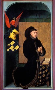 Nicolas Rolin (1376-1461) burgundi kancellár portréja Philippe Le Bon vezetésével és a Hospices de Beaune alapítója 1443-ban Rogier (Roger) Van Der Weyden (1400-1464) festménye 15. századi Beaune, múzeum Hotel Dieu - Nicolas portréja Rolin (1376-1