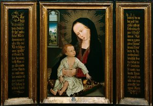 Salve Regina (Salve, O Queen, katolikus ima), a Szűz és a Gyermek ábrázolása körtével (olaj, fa) alkotó: Rogier van der Weyden
