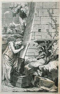 Klasszikus jelenet egy építészről munka közben, illusztráció Chambray 1723-ban megjelent „Az ókori építészet párhuzama a modernnel” című művéből (metszet) alkotó: Roland (after) Freart de Chambray
