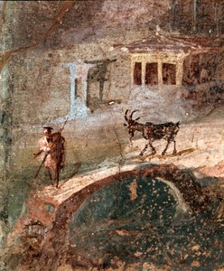 Egy ember a kecskéjével (freskó alkotó: Roman