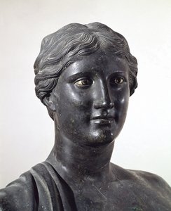 Sappho mellszobra, bronz szobor, a Papyrus villából, Herculaneum, Campania, Olaszország, római civilizáció alkotó: Roman