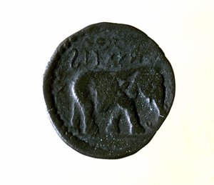 Karthágói érme egy elefántot ábrázol. Kr.e. 3. vagy 2. században. alkotó: Roman