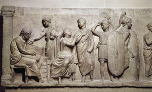Domitius Achenobarbus, a polgárok anyakönyvezésének és Mars istennek való áldozatának részlete, Kr. e. ie 100 (márvány) alkotó: Roman