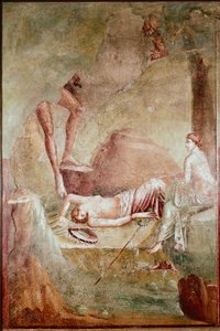 Részeg alvó maenád (freskó alkotó: Roman