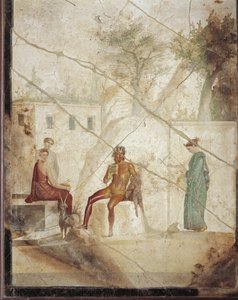 Pánt és nimfákat ábrázoló freskó Pompeiiből, Olaszországból alkotó: Roman