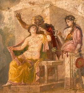 Freskó erotikus témával, amely egy dionüszoszi jelenetet ábrázol, Pompeiiből (UNESCO Világörökségi Lista) alkotó: Roman