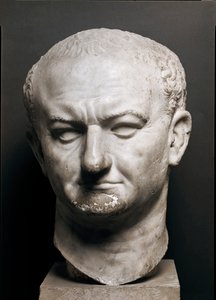 Vespasiano római császár feje (Vespasianus vagy Vespasiano, 9-79 ap. JC) - Márványszobor, Magasság 40 cm - Róma, Museo Nazionale Romano - Vaspasianus császár feje (Titus Flavius Vespasianus) (9-79) - Márványszobor H. 40 cm) - Róma, Museo Naziona alkotó: Roman