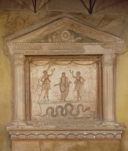Háztartási szentély a Casa dei Vetti-ből (a Vettii Házból) (kőfreskó) alkotó: Roman