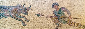 Vadászjelenet, Dionüszosz háza, Paphos, Ciprus (mozaik) alkotó: Roman